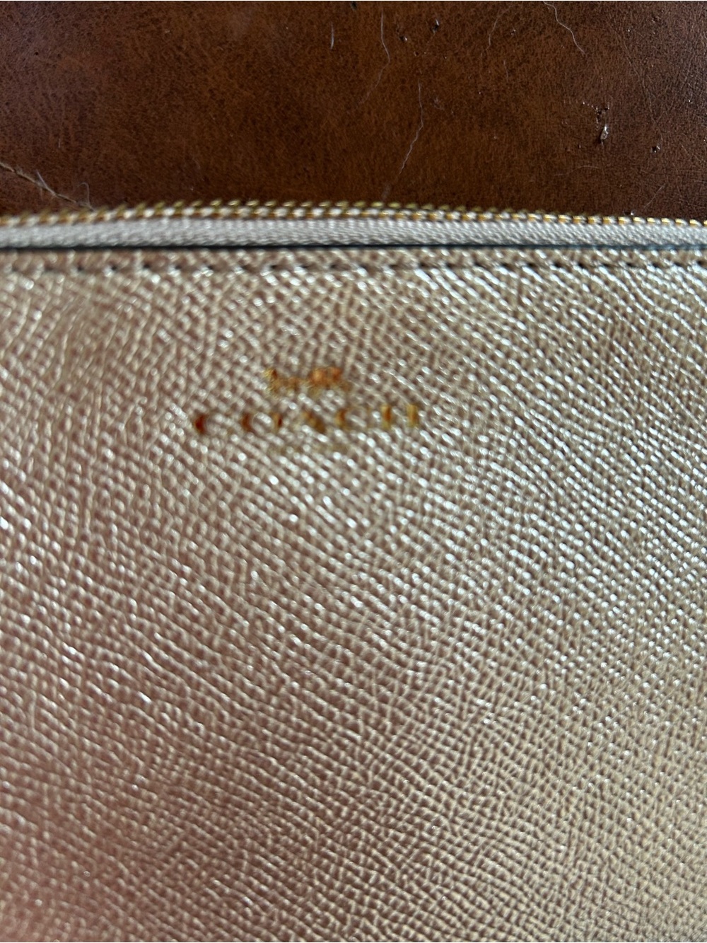 Coach Metallic Gold Leather Wristlet